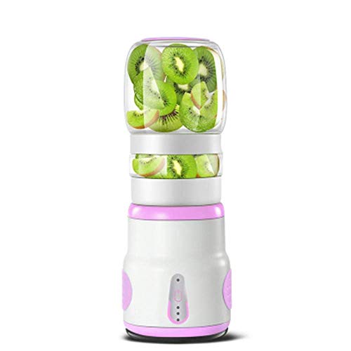 Exprimidor de seguridad eléctrica Juicer Copa de zumo de frutas Mini portátil recargable Juicing Mixing Crush Ice Blender Botella de agua de 401 a 500 ml (color verde) S (color rosa