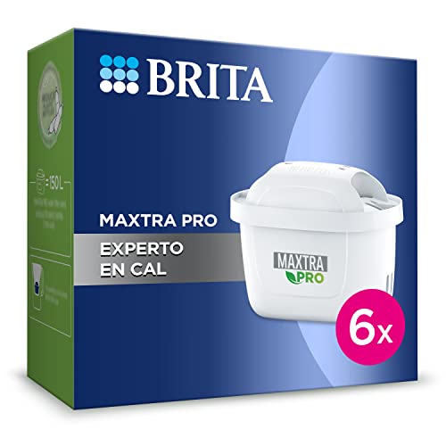 BRITA Cartucho de filtro de agua MAXTRA PRO Experto en Cal pack 6 - Recambio original BRITA para una máxima protección de electrodomésticos, reduce la cal, las impurezas, el cloro y los metales