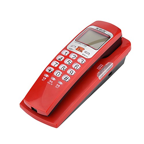 Teléfono con Cable,teléfono Fijo de Pared,teléfono Fijo con FSK/DTMF estándar, identificador de Llamadas,Altavoz,estación de extensión de Escritorio de Cable para el hogar/Oficina/Hotel(Rojo)