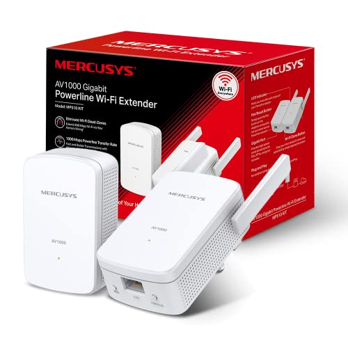 MERCUSYS MP510 KIT, AV1000 Mbps, 300 Mbps en WiFi, 1 Puerto Gigabit, Plug and Play, HomePlug AV2