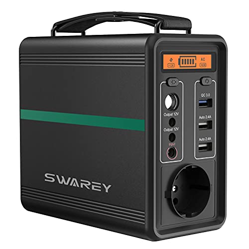 SWAREY Generador Solar Portátil 166Wh(3.2V/52Ah,12.8V/12.96Ah) Salidas AC/DC/USB Estación de Energía con Batería de Litio-Ferrofosfato para CPAP Acampada Emergencia Electrodomésticos
