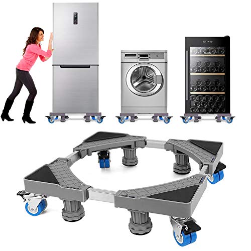 Base lavadora NIUXX, con 8 pies + 4 ruedas, para lavadora, soporte secador frigorífico, base lavadora regulable, con función antideslizante y amortiguadora (regulable: 41.5-65cm)