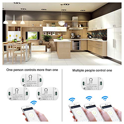 16A WiFi Smart Switch Module Temporizador, Interruptores Wireless Smart Home Automation, Controlador de electrodomésticos, compatible con Alexa Google Home, Aplicación Control remoto