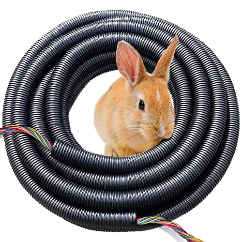 SunGrow Split Wire Loom Tubing, Secure Wires from Rabbits, Cats, and Other Pets, Open Cable Manager, Made from Corrugated Plastic Pipe, 20-Feet Long